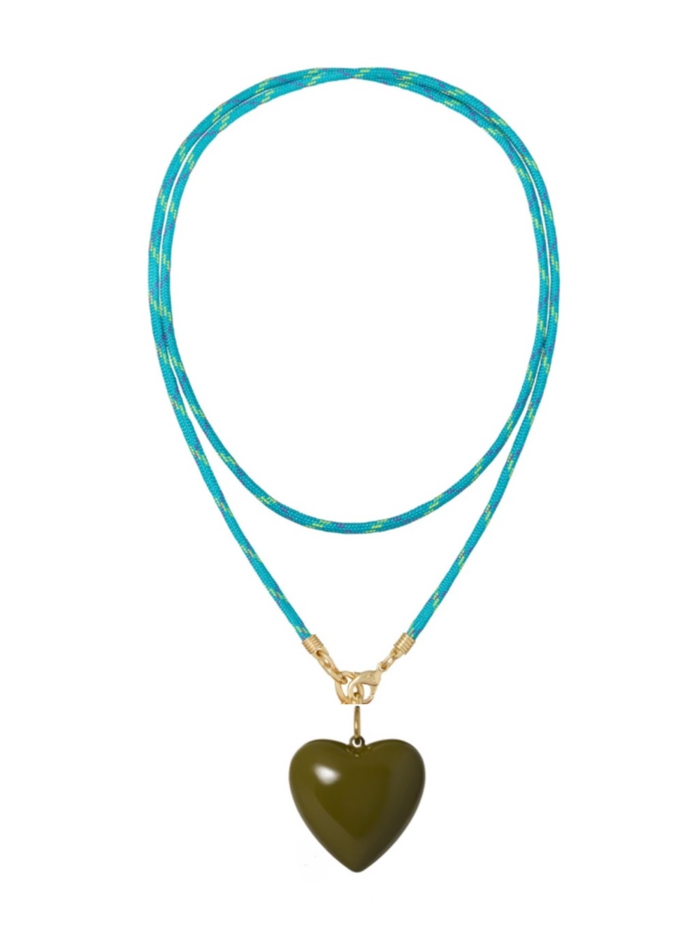 Roxanne Assoulin Long Happy Cord
Charm
Necklace Dark Turquoise Cord Olive Charm